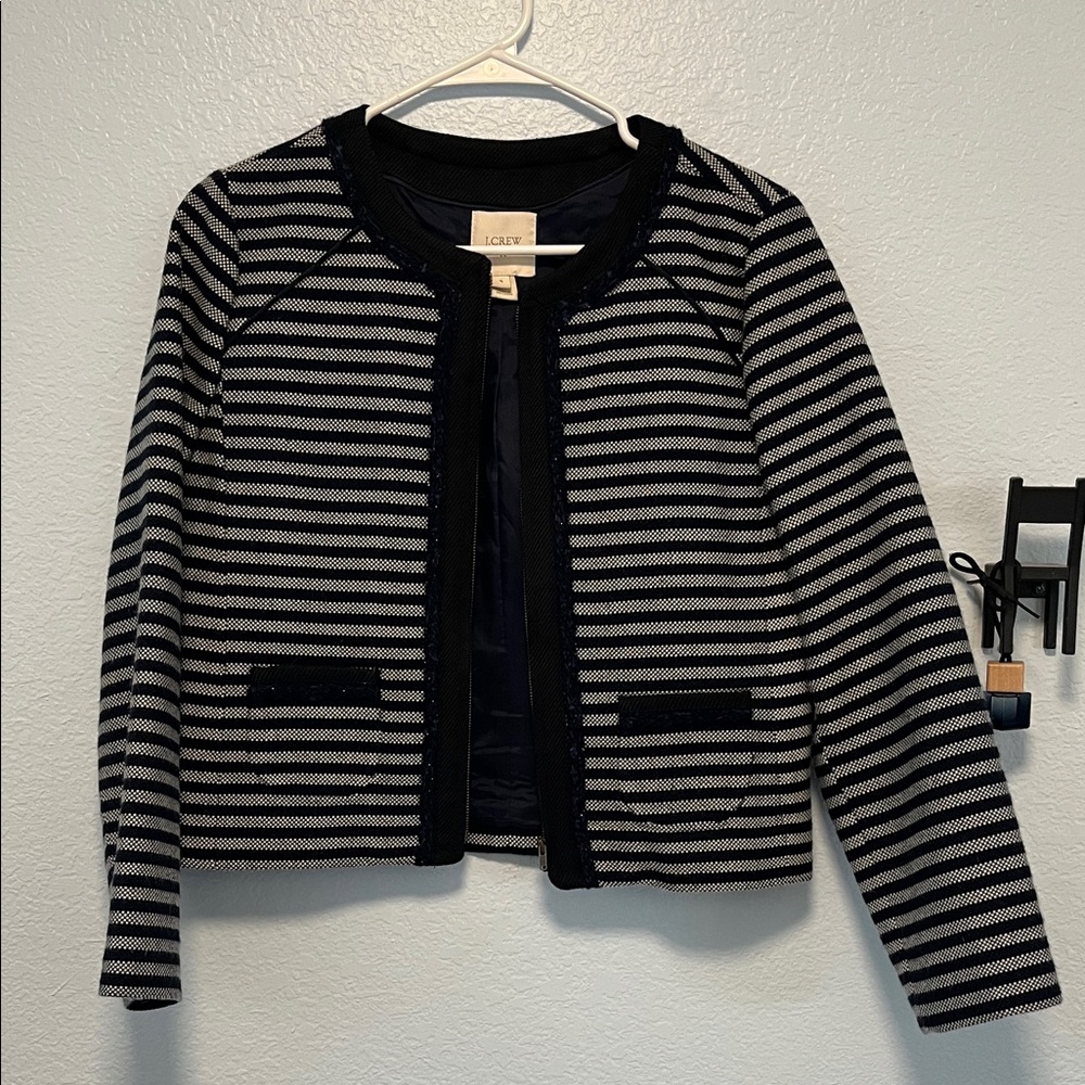 J. Crew Black and White Striped Blazer